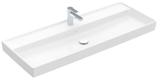 Villeroy & Boch Schrankwaschtisch aus TitanCeram „Collaro“ 1200 × 470 × 160 mm, mit Hahnlochbohrung, Hahnlochposition mittig in Weiß Alpin Villeroy & Boch Schrankwaschtisch aus TitanCeram „Collaro“ 1200 × 470 × 160 mm, mit Hahnlochbohrung, Hahnlochposition mittig in Weiß Alpin