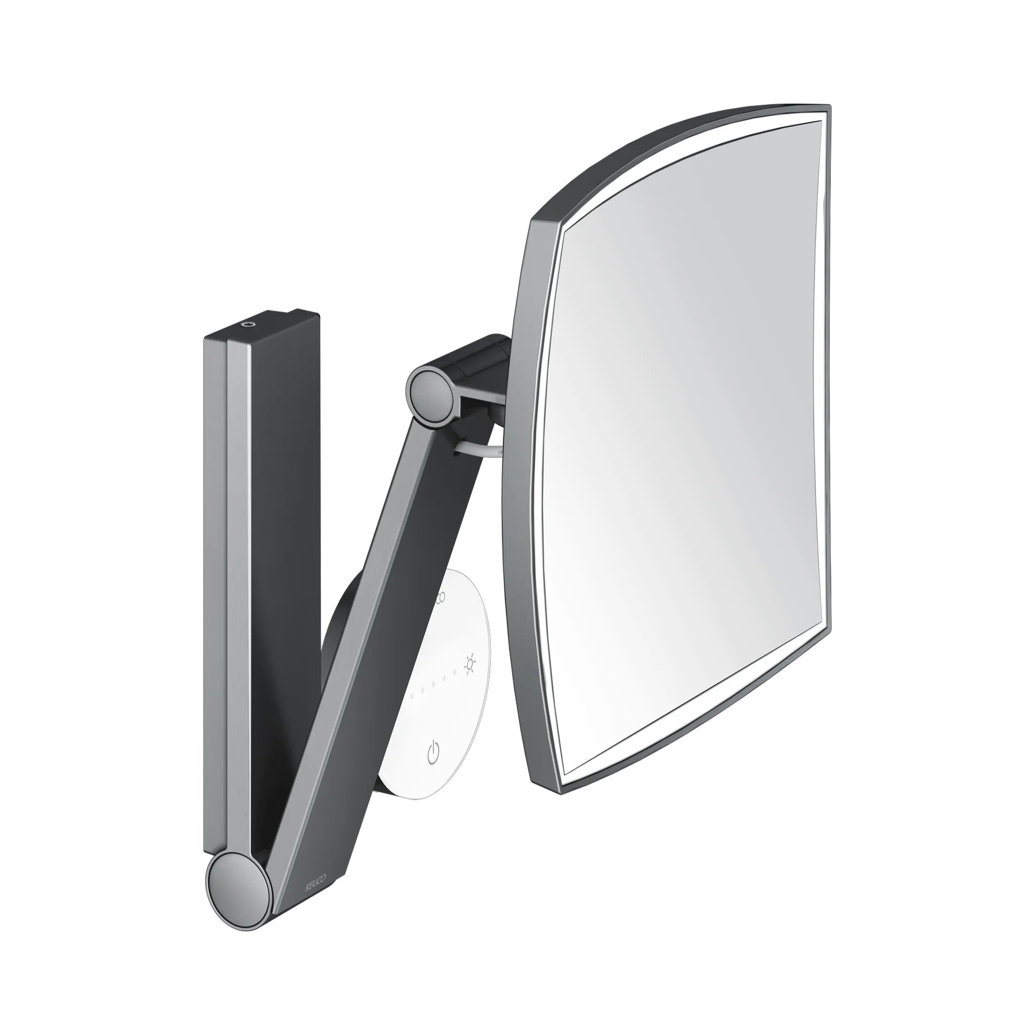 KEUCO Kosmetikspiegel iLook_move beleuchtet mit Unterputz-Kabelführung und Glasbedienfeld, eckig/beleuchtet 2 Lichtfarben, ohne Kabel Schwarzchrom