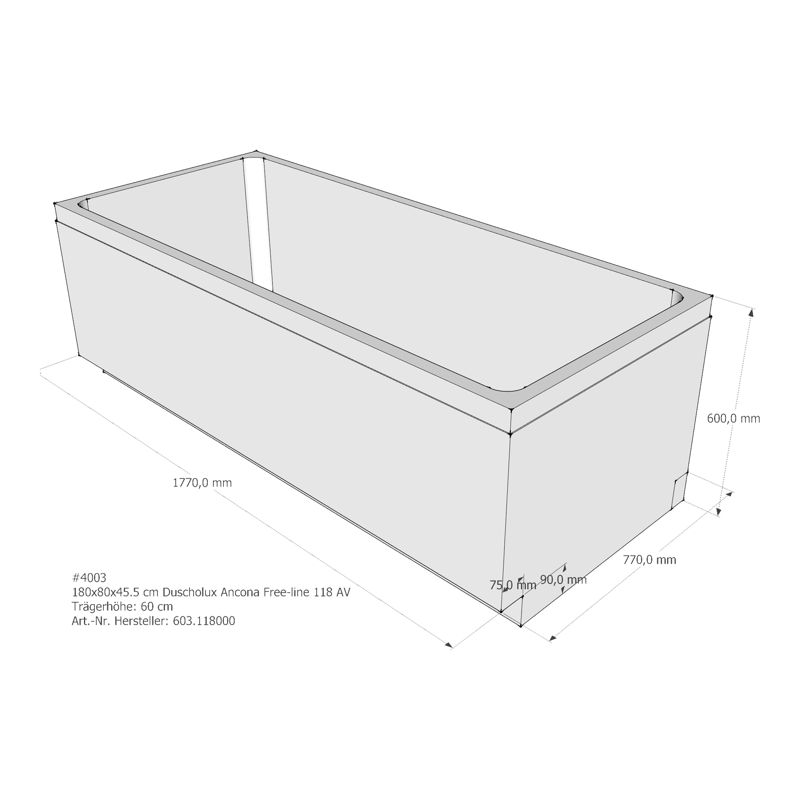 Badewannenträger für Duscholux Ancona Free-line 118 180 × 80 × 45,5 cm Badewannenträger für Duscholux Ancona Free-line 118 180 × 80 × 45,5 cm