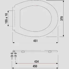 WC-Sitz ohne Deckel, Thermoplast, Edelstahlscharniere WC-Sitz ohne Deckel, Thermoplast, Edelstahlscharniere