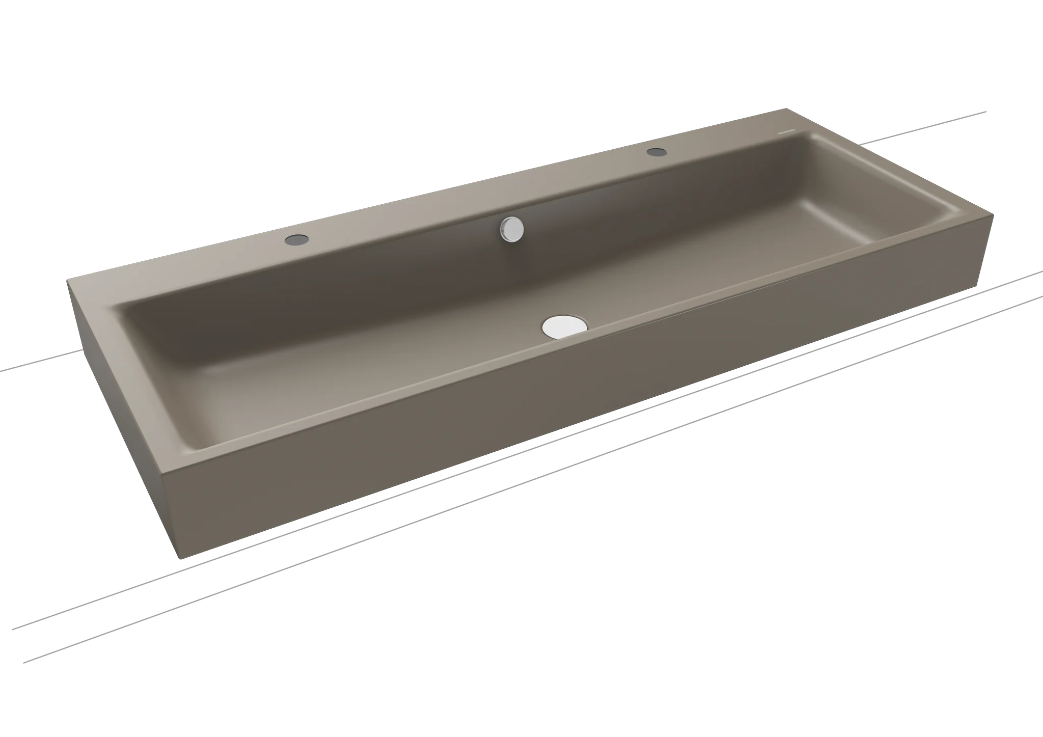 Kaldewei Aufsatz-Doppelwaschtisch PURO mit 2x einfacher Hahnlochbohrung, mit Überlauf, 1200 x 460 x 120 mm in Warmgrau 60 Kaldewei Aufsatz-Doppelwaschtisch PURO mit 2x einfacher Hahnlochbohrung, mit Überlauf, 1200 x 460 x 120 mm in Warmgrau 60