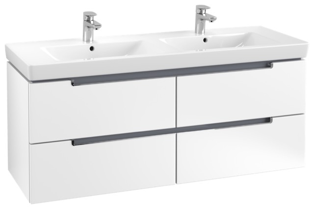 Villeroy & Boch Waschtischunterschrank „Subway 2.0“ für Schrank-Doppelwaschtisch 128,7 × 52 × 44,9 cm 4 Schubladen, für Waschtischposition mittig, 1 × Accessory Paket 2 