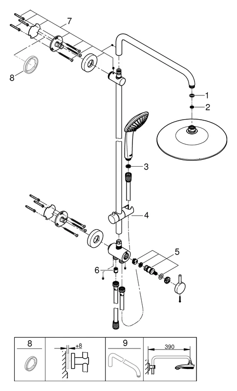 Duschsystem Euphoria System 260 27421_2, mit Umstellung, Wandmontage, chrom