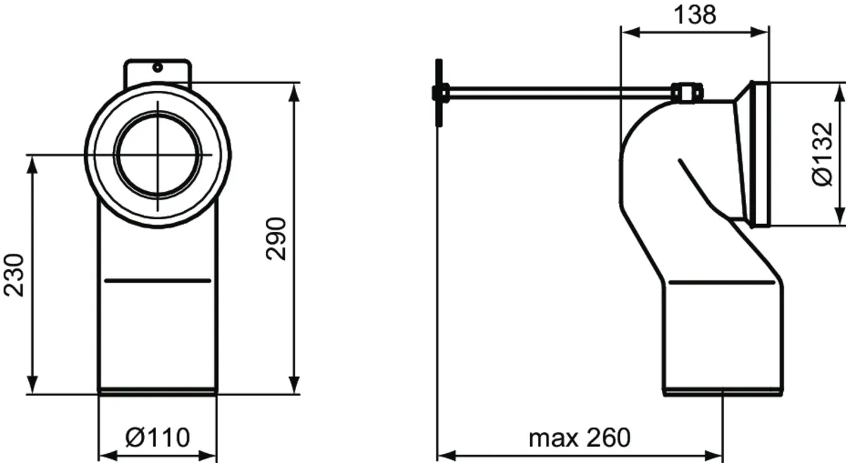 Ideal Standard Anschlussstutzen Tonic für senkrechten Abgang, Außenmaße 132x315x290 mm, Gewicht 0,5 kg Ideal Standard Anschlussstutzen Tonic für senkrechten Abgang, Außenmaße 132x315x290 mm, Gewicht 0,5 kg