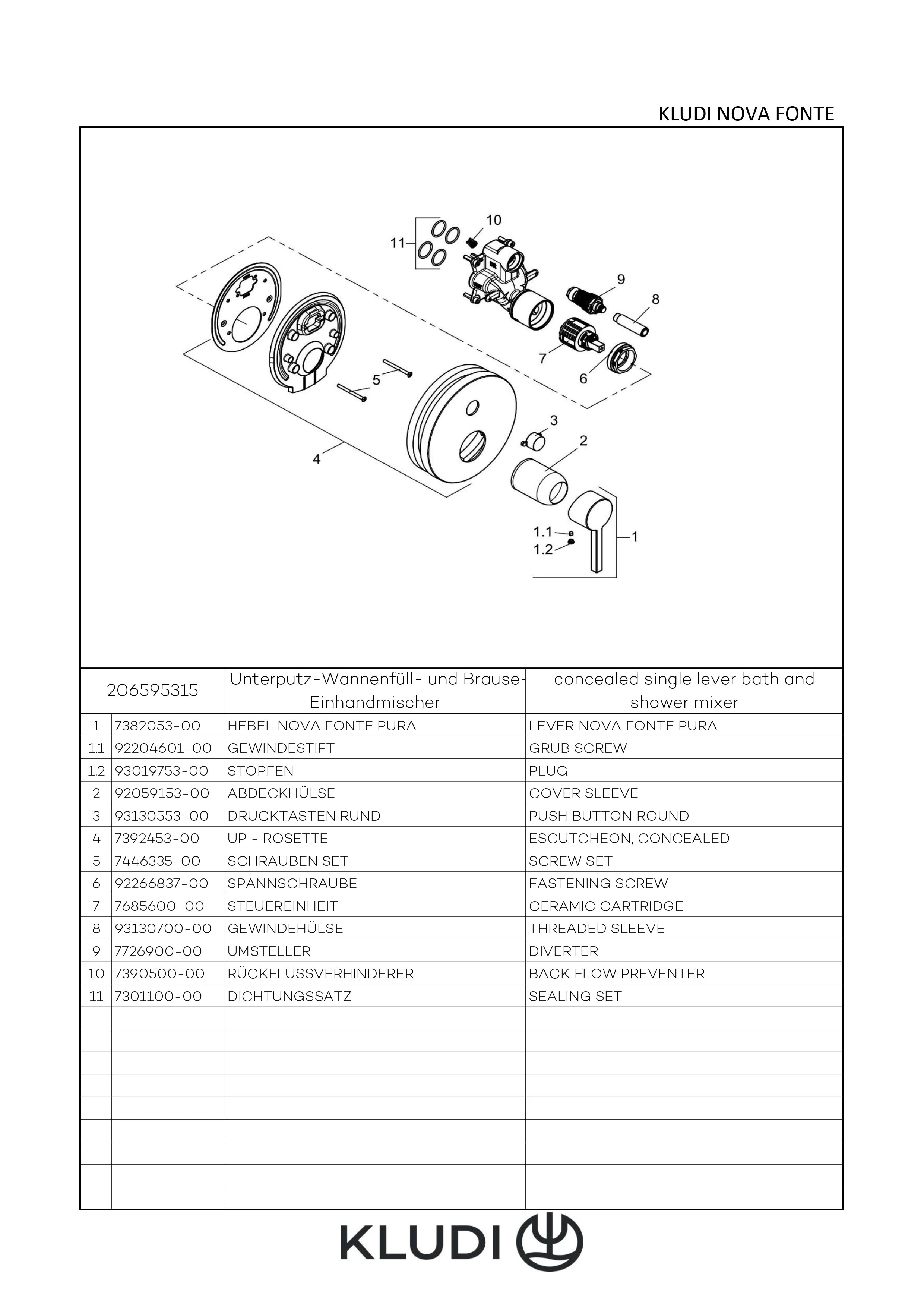 NOVA FONTE UPWafü/Br.EHM Push Set m. Funktionseinheit für FLEXX:BOXX 88011 mattweiß
