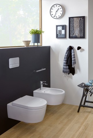 Wand-Tiefspül-WC Combi-Pack DirectFlush „Avento“ 37 × 31,5 cm in Weiß Alpin mit CeramicPlus, ohne Spülrand