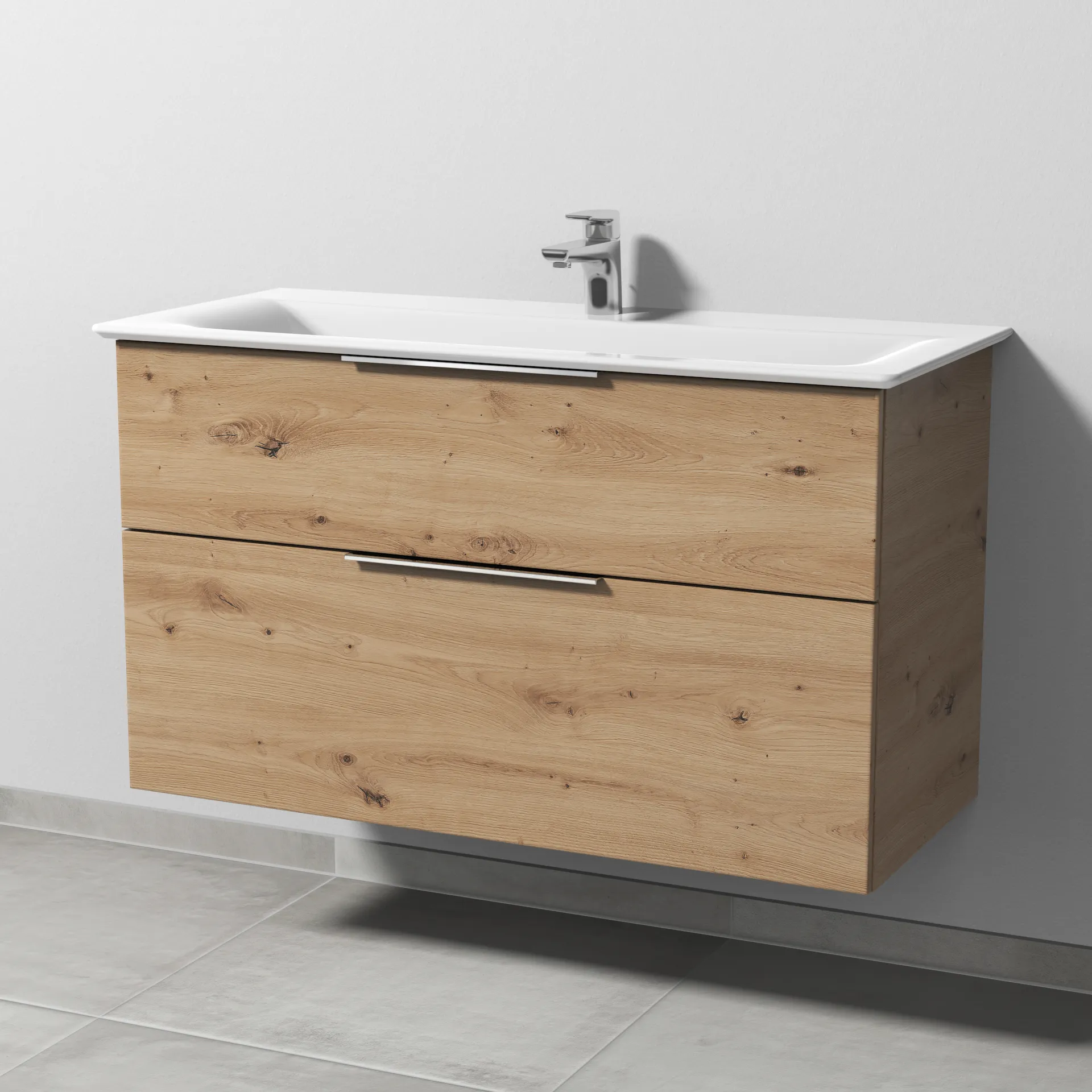 Sanipa Waschtischunterschrank „3way“ passend zu Keramik-Waschtische Connect Air von Ideal Standard 990 × 585 × 437 mm in Eiche Natural-Touch