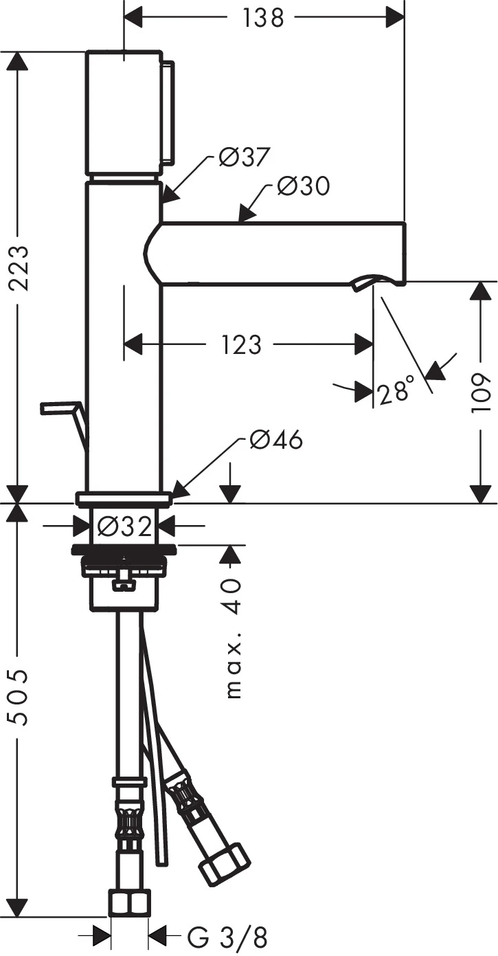 Waschtischmischer 110 Axor Uno Select chrom