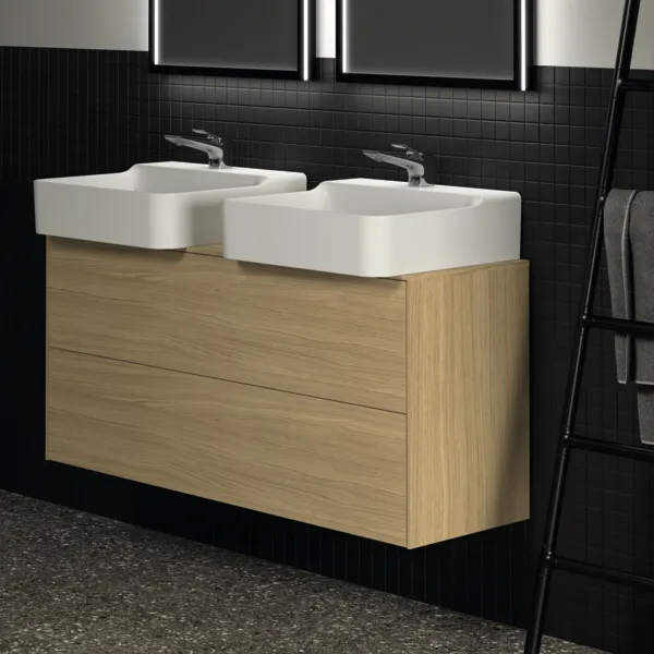 Ideal Standard Waschtischunterschrank „Conca“ 120,2 × 55 × 37,3 cm Eiche hell Furnier Ideal Standard Waschtischunterschrank „Conca“ 120,2 × 55 × 37,3 cm Eiche hell Furnier