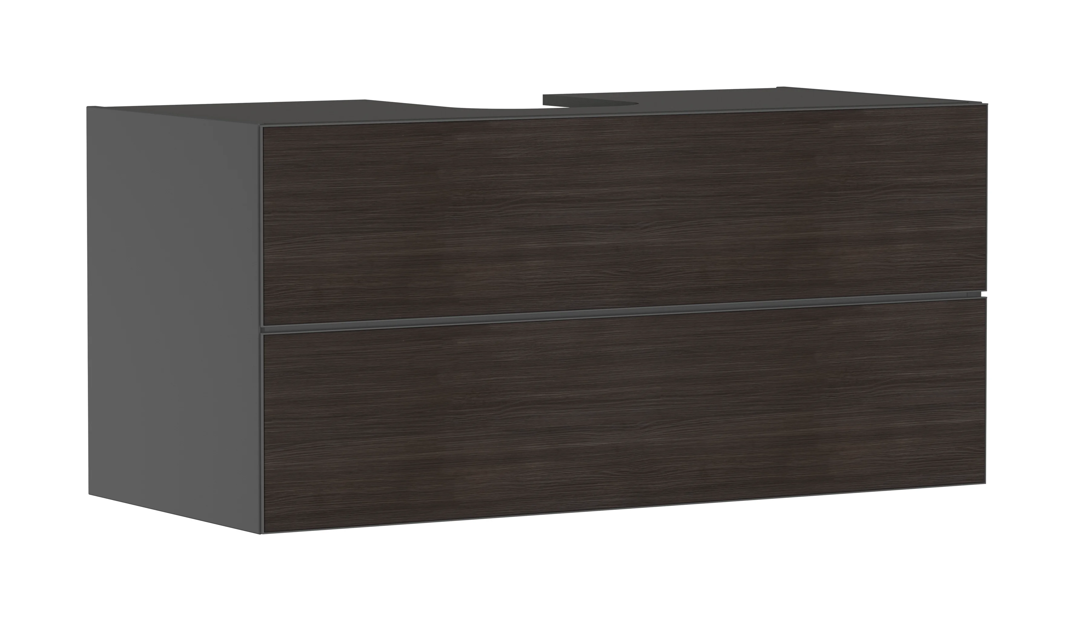 Hansgrohe Xevolos E Waschtischunterschrank Schiefergrau Matt 1180x550 mm mit 2 Schubkästen, griff- und geräuschlos, SoftClose, PushOpen, Wandmontage
