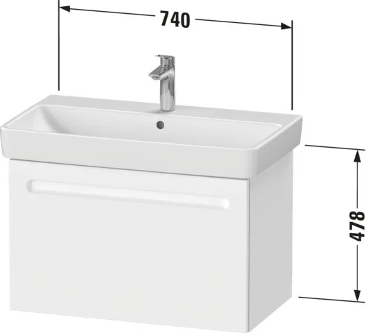 Duravit Waschtischunterschrank wandhängend „No.1“ 74 × 47,8 × 42,6 cm in Beton Matt