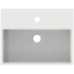 Waschbecken „Extra“ 45 × 35 × 15 cm, Hahnlochposition mittig in Seidenweiß Waschbecken „Extra“ 45 × 35 × 15 cm, Hahnlochposition mittig in Seidenweiß