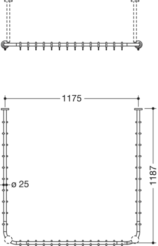 HEWI Duschvorhangstange „System 900“ 120 × 124,5 cm HEWI Duschvorhangstange „System 900“ 120 × 124,5 cm