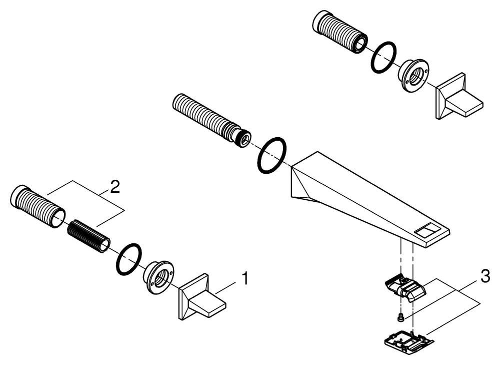 3-Loch-Waschtischbatterie Allure Brilliant 20629, Wandmontage, Fertigmontageset für 29 025 002, Ausladung 210 mm, chrom 3-Loch-Waschtischbatterie Allure Brilliant 20629, Wandmontage, Fertigmontageset für 29 025 002, Ausladung 210 mm, chrom