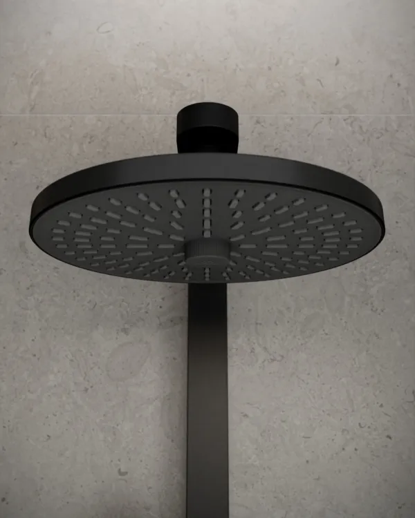 Ideal Standard 2-Funktions-Kopfbrause Idealrain Alu+ Silk Black, Durchmesser 260 mm, sanfter Regen und Regenstrahl, Drehumschaltung, Kugelgelenk