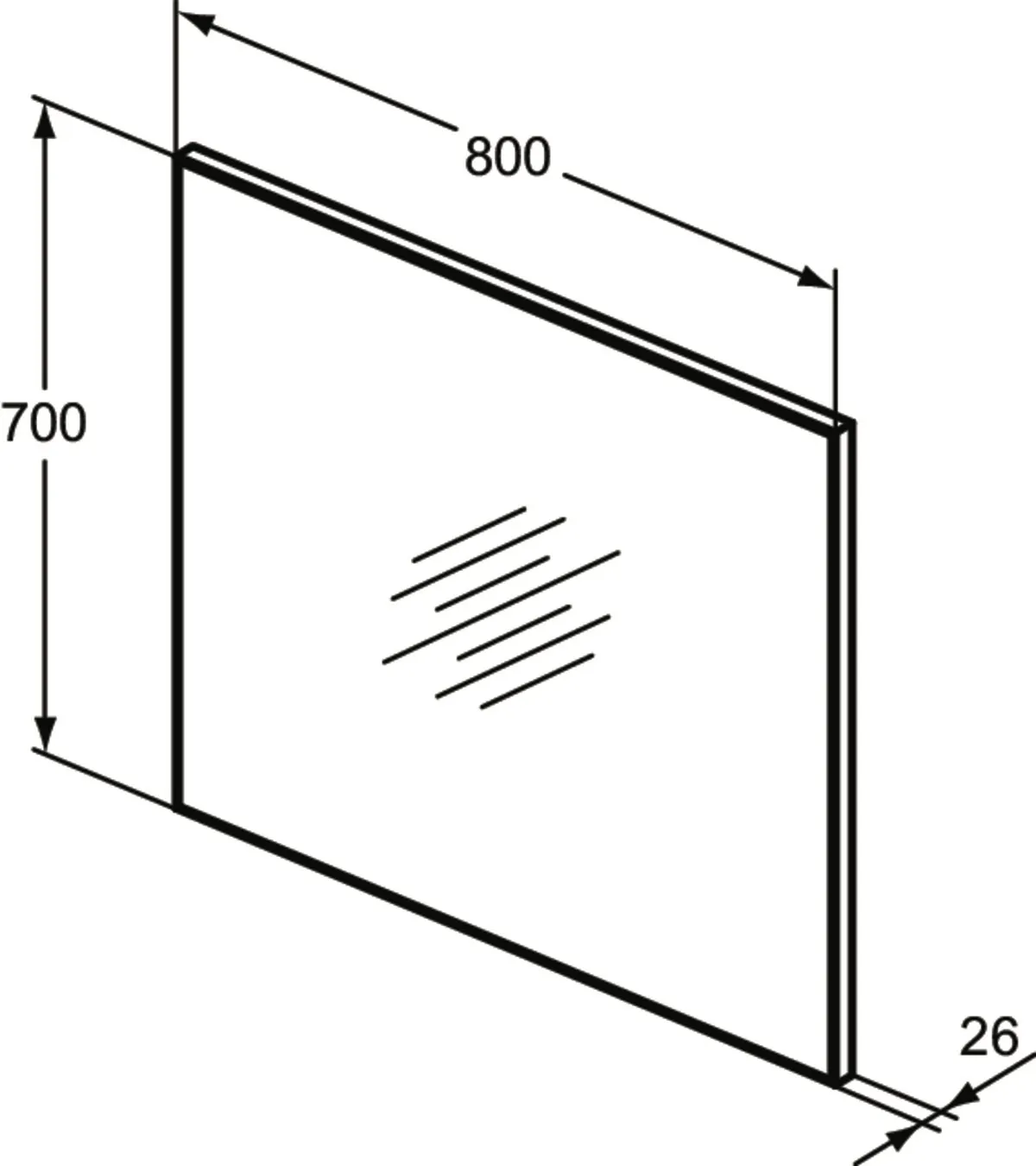 Ideal Standard Mirror&Light Wandspiegel T3357BH, 800x26x700mm, Neutral