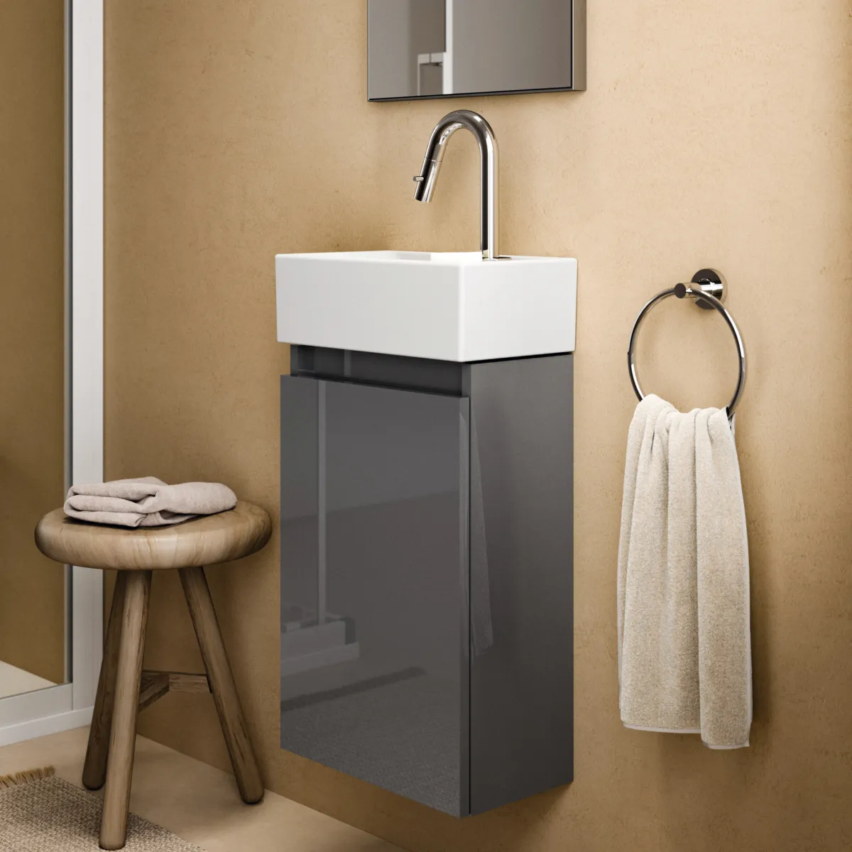 Ideal Standard Waschtischunterschrank „Eurovit+“ 35,4 × 55 × 20,2 cm Hochglanz grau lackiert Ideal Standard Waschtischunterschrank „Eurovit+“ 35,4 × 55 × 20,2 cm Hochglanz grau lackiert