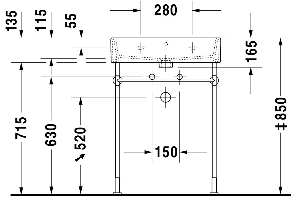Wandwaschtisch „Vero Air“, mit Überlauf, Hahnlochposition mittig  Wandwaschtisch „Vero Air“, mit Überlauf, Hahnlochposition mittig