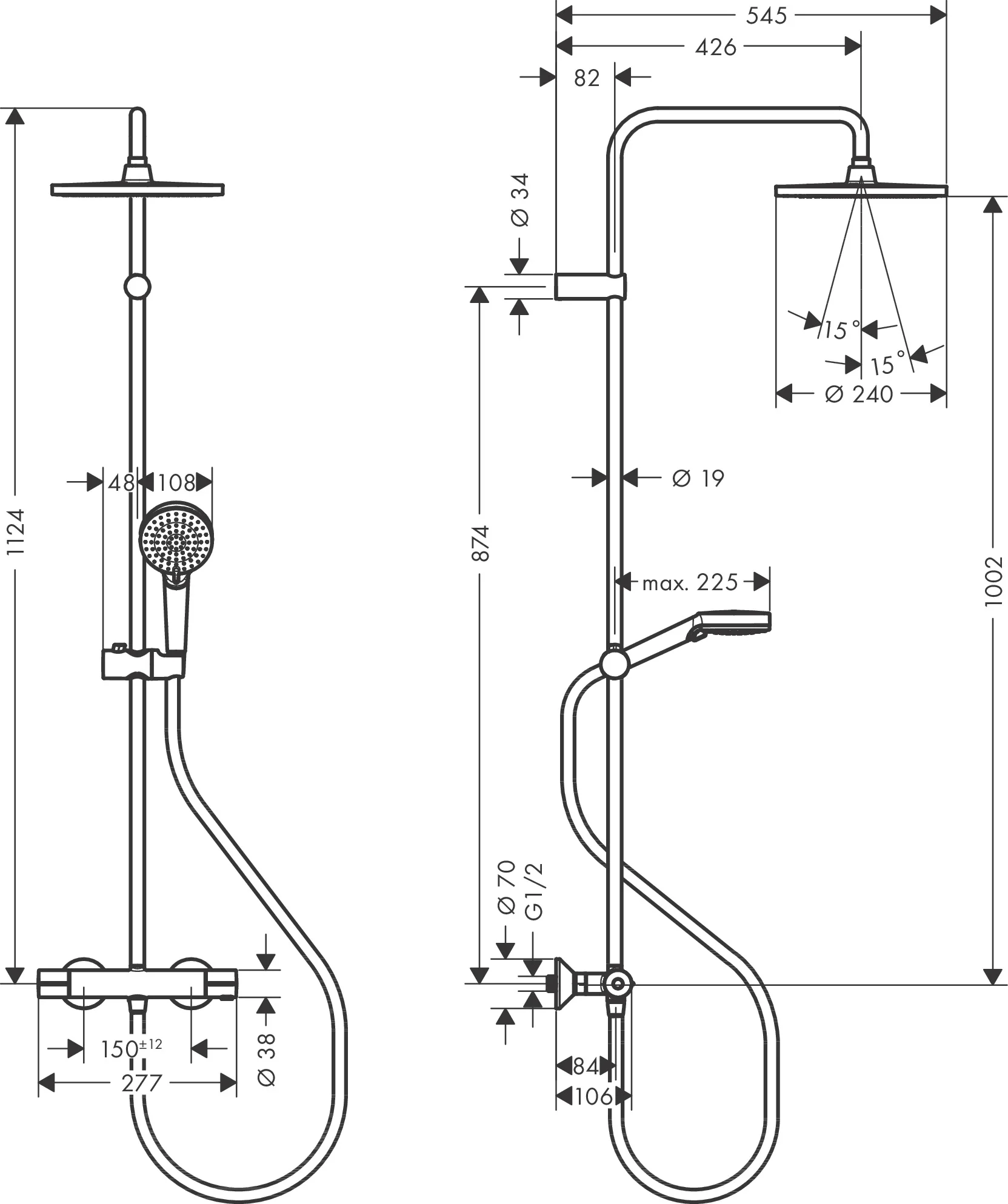 Hansgrohe Vernis Blend Showerpipe 240 1jet EcoSmart mit Thermostat, mattschwarz, 240 mm Brausekopfgröße, 426 mm Brausearmlänge, Aufputzinstallation Hansgrohe Vernis Blend Showerpipe 240 1jet EcoSmart mit Thermostat, mattschwarz, 240 mm Brausekopfgröße, 426 mm Brausearmlänge, Aufputzinstallation