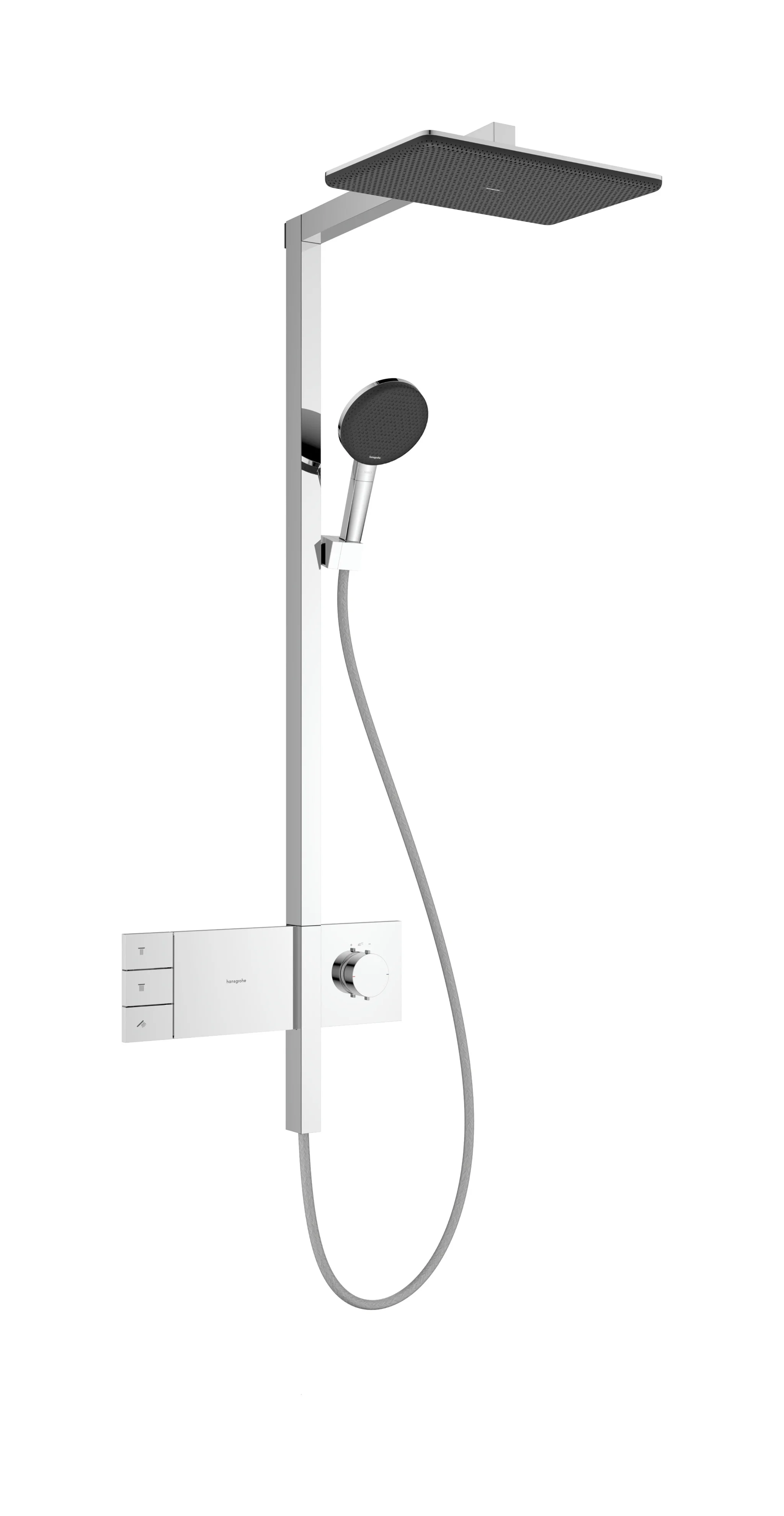 Hansgrohe Raindance Alive Q Showerpipe 210/340 2jet EcoSmart Thermostat Chrom, Aufputzinstallation, 8 l/min Durchfluss, 1,9 bar Mindestfließdruck