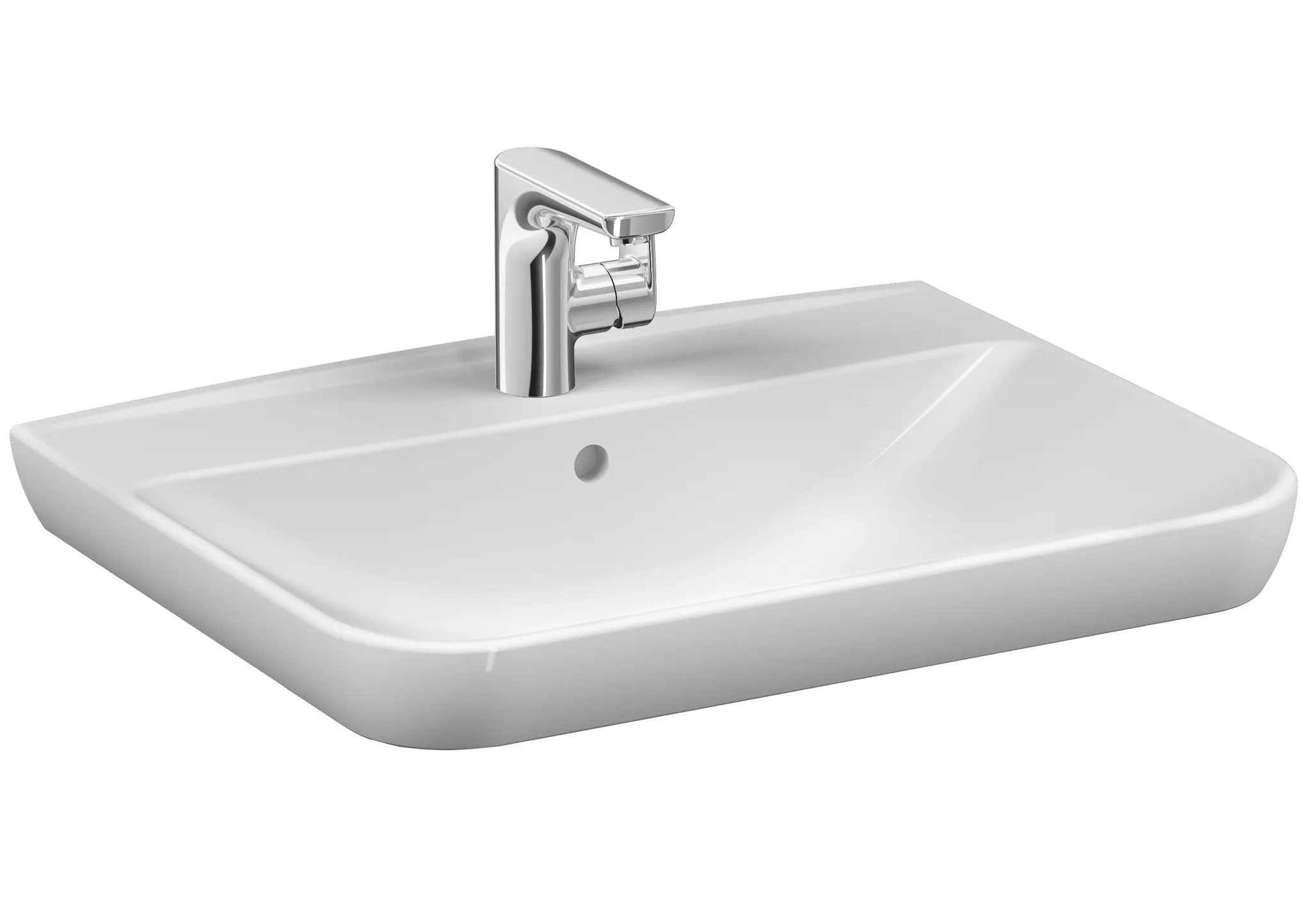 Sento Waschtisch 63 x 49 cm Hahnloch Überlaufloch Weiß Hochglanz mit Oberflächenveredelung Clean Sento Waschtisch 63 x 49 cm Hahnloch Überlaufloch Weiß Hochglanz mit Oberflächenveredelung Clean