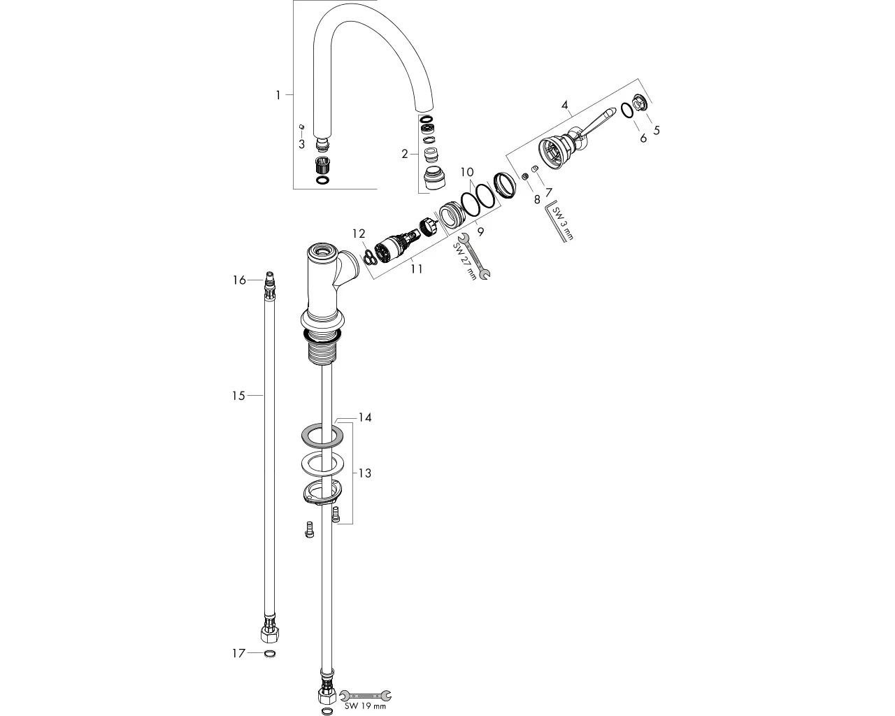 Waschtischmischer 210 Axor Montreux ohne Ablaufgarnitur chrom