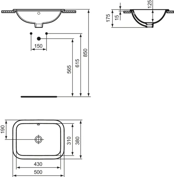 Waschbecken „Connect“ 50 × 38 × 17,5 cm Waschbecken „Connect“ 50 × 38 × 17,5 cm