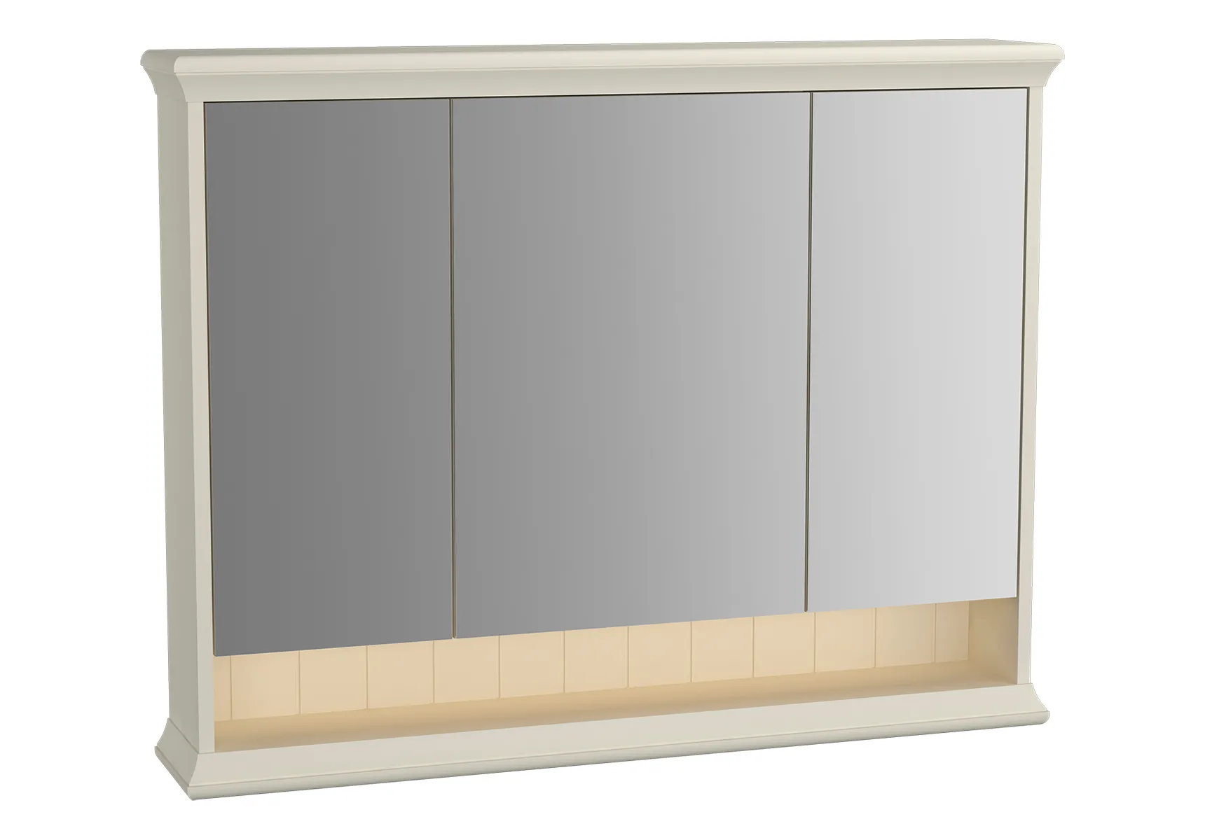 Valarte LED-Spiegelschrank 98 cm 3 Türen Elfenbein Matt
