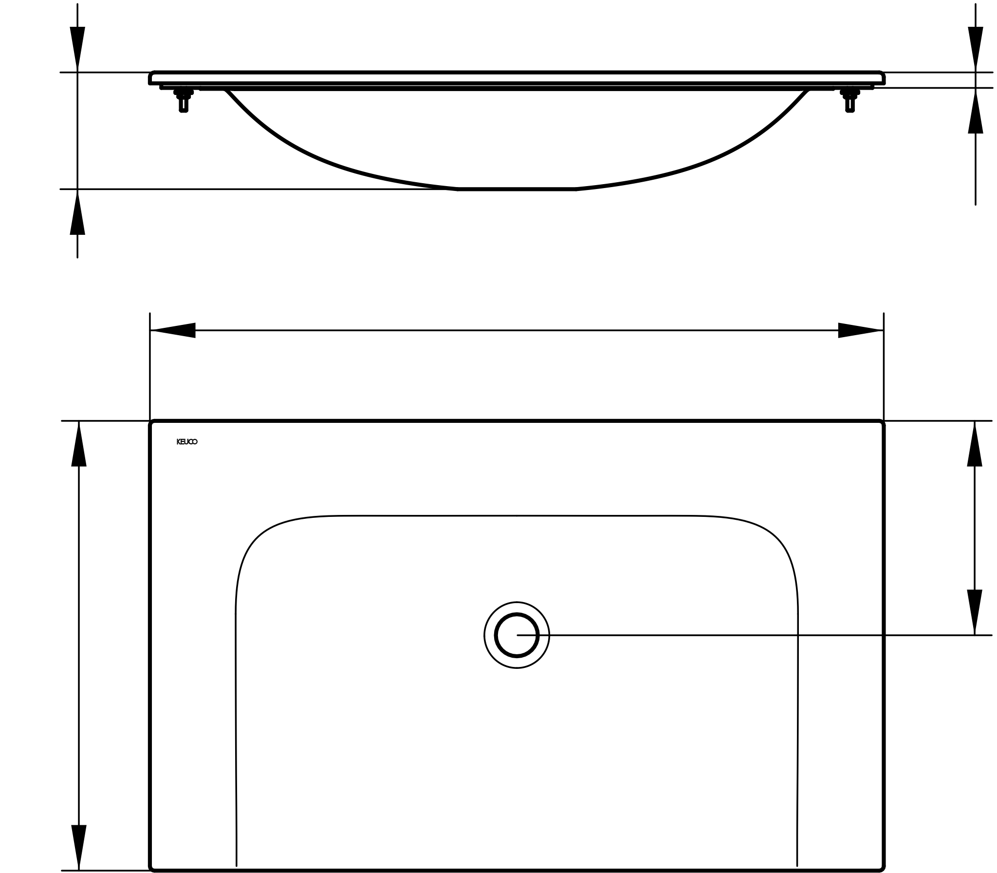 KEUCO Einbauwaschtisch „X-Line“, ohne Hahnlochbohrung in Weiß, 805 × 494 × 17 mm KEUCO Einbauwaschtisch „X-Line“, ohne Hahnlochbohrung in Weiß, 805 × 494 × 17 mm