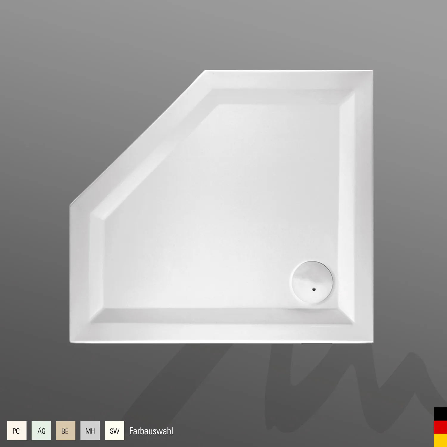 Mauersberger Acryl-Duschwanne circi 100⁄90 SF links, 1000x900x55, Farbgruppe 2 Mauersberger Acryl-Duschwanne circi 100⁄90 SF links, 1000x900x55, Farbgruppe 2