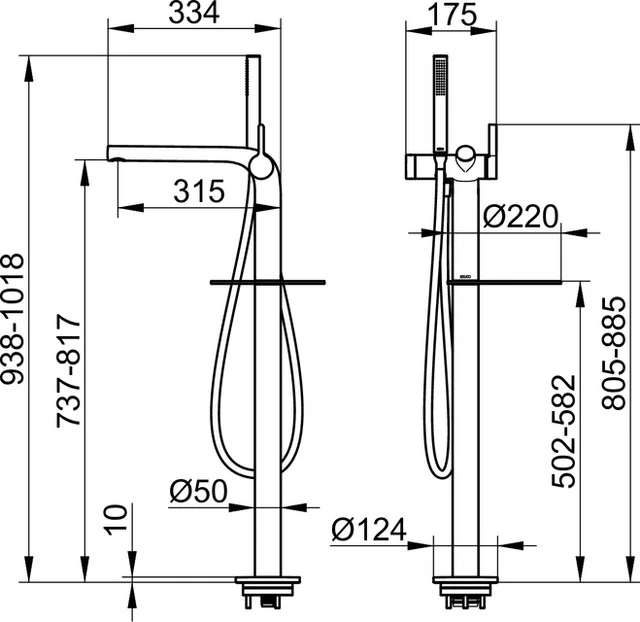 Edition 400 51527030100 Einhebel-Wannenmischer für freistehende Montage Bronze gebürstet Edition 400 51527030100 Einhebel-Wannenmischer für freistehende Montage Bronze gebürstet