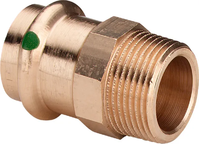 „Sanpress“ Übergangsstück mit 1 Muffe und Außengewinde 14 mm × 3/8″ „Sanpress“ Übergangsstück mit 1 Muffe und Außengewinde 14 mm × 3/8″