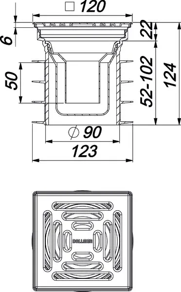 Dallmer Bodenablauf Pronto DN 125, 120 x 120 mm Dallmer Bodenablauf Pronto DN 125, 120 x 120 mm