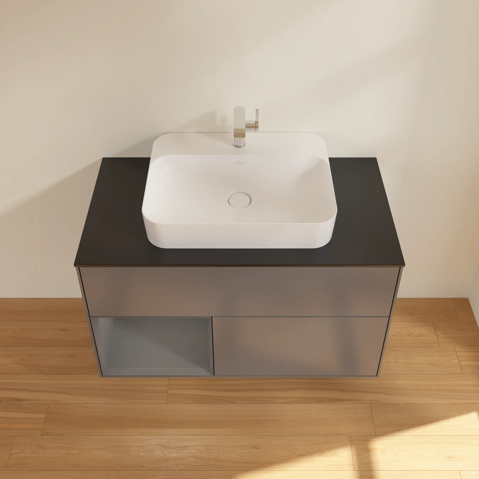 Villeroy & Boch Waschtischunterschrank „Finion“ für Schrankwaschtisch 1000 × 603 × 501 mm Anthracite Matt Lacquer, für Becken mittig Villeroy & Boch Waschtischunterschrank „Finion“ für Schrankwaschtisch 1000 × 603 × 501 mm Anthracite Matt Lacquer, für Becken mittig