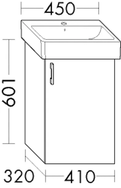 Waschtischunterschrank Sys30 PG1 Aqua von burgbad – 410 mm breit, 320 mm tief, 601 mm hoch