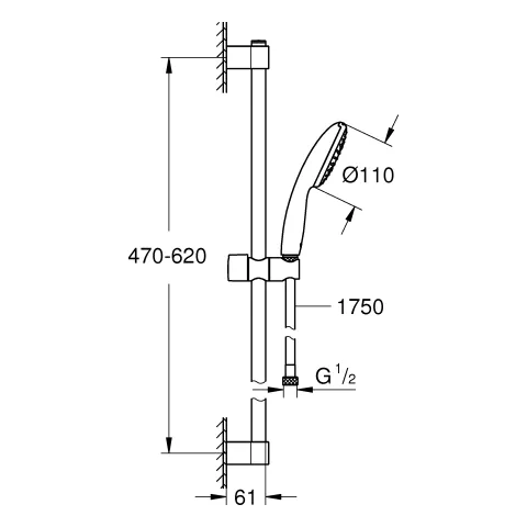 Brausestangenset Tempesta 110 27924_3, 600mm, Handbrause Tempesta 110, 1 Strahlart: Rain, Brauseschlauch Relexaflex 1.750mm, Water Saving, maximaler Durchfluss (bei 3 bar): 8.7 l/min, chrom Brausestangenset Tempesta 110 27924_3, 600mm, Handbrause Tempesta 110, 1 Strahlart: Rain, Brauseschlauch Relexaflex 1.750mm, Water Saving, maximaler Durchfluss (bei 3 bar): 8.7 l/min, chrom