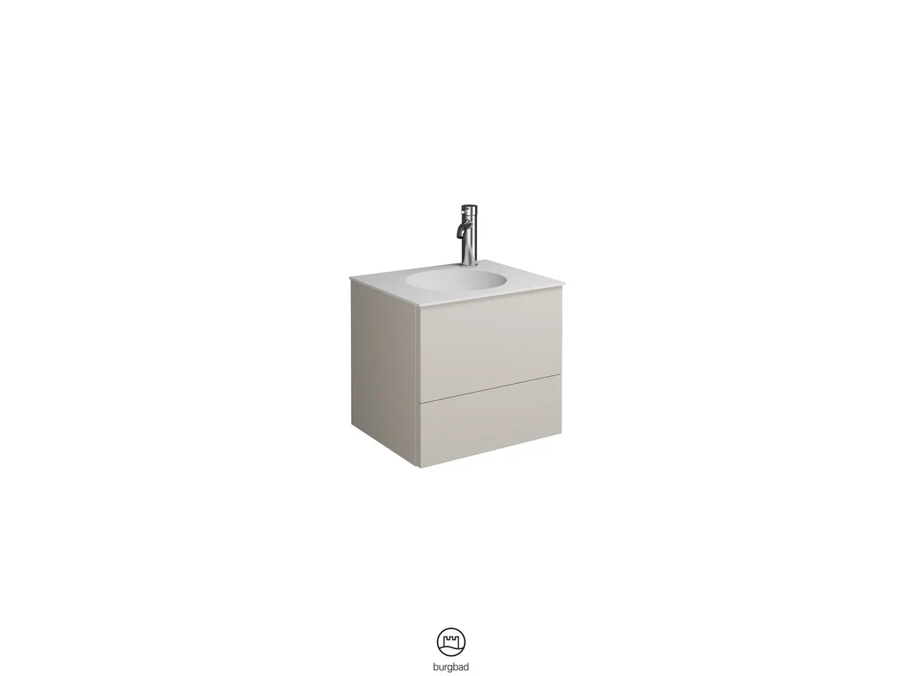 burgbad Coco Mineralguss-Waschtisch inkl. Waschtischunterschrank, 406 mm hoch, 373x450 mm, PG2