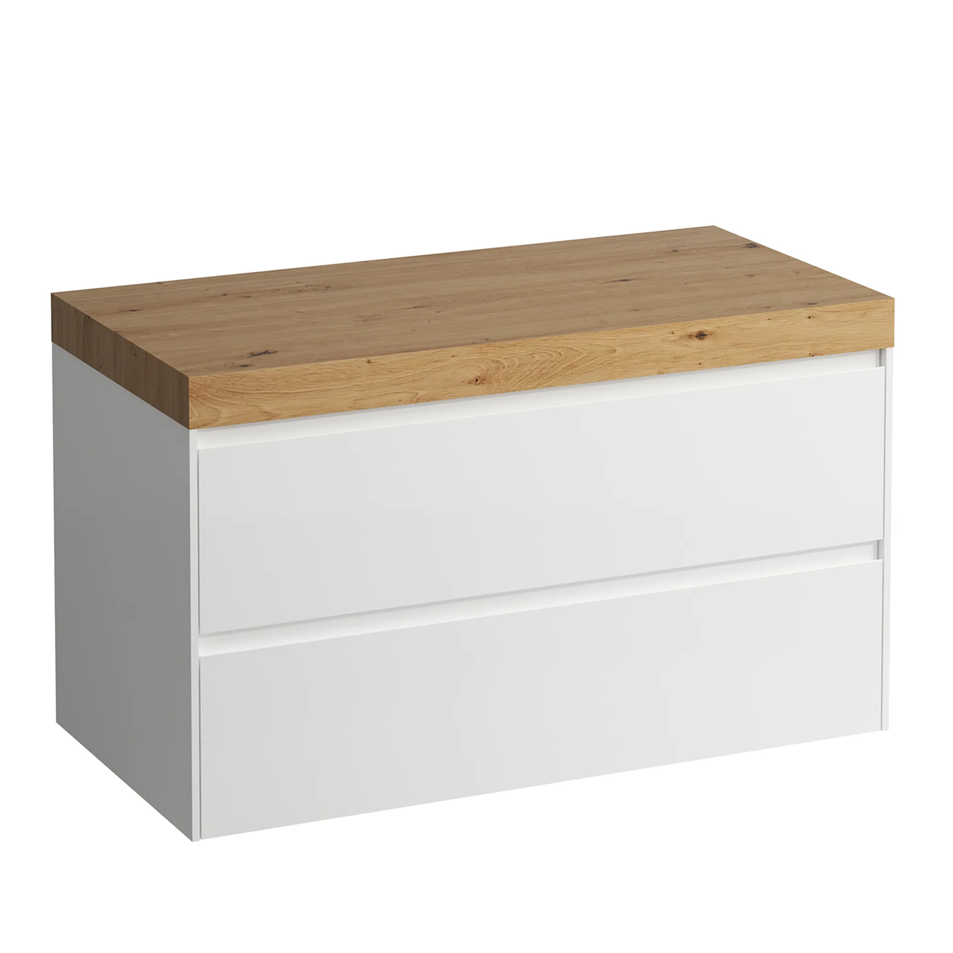 Waschtischunterbau+Waschtischplatte (MODULAR SYSTEM) LANI 495x985x580 ohne Ausschnitt Abdeckplatte 65 mm (Farbe: .267 wildeiche), mit 2 Schubladen integrierter Griffleiste Vollauszug und Soft-Close weiß matt Waschtischunterbau+Waschtischplatte (MODULAR SYSTEM) LANI 495x985x580 ohne Ausschnitt Abdeckplatte 65 mm (Farbe: .267 wildeiche), mit 2 Schubladen integrierter Griffleiste Vollauszug und Soft-Close weiß matt