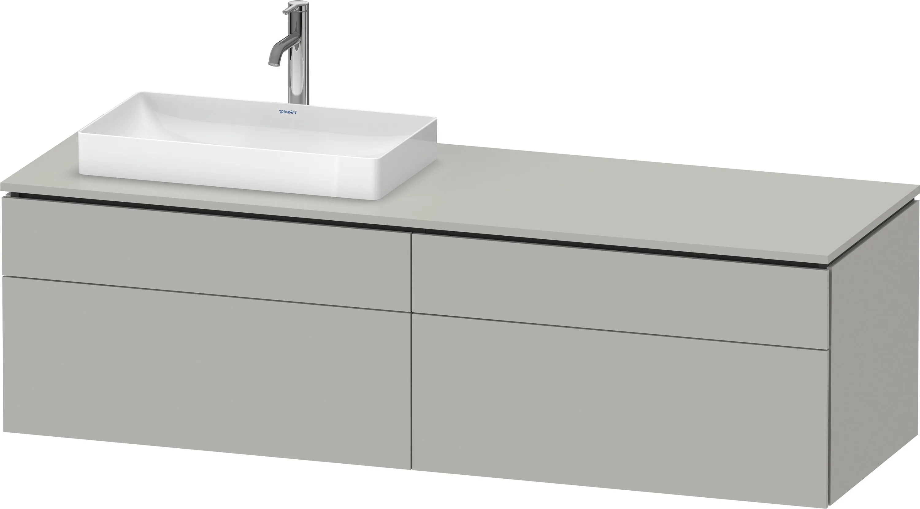 Duravit Waschtischunterschrank wandhängend „L-Cube“ 162 × 48,2 × 55 cm Betongrau Matt, links