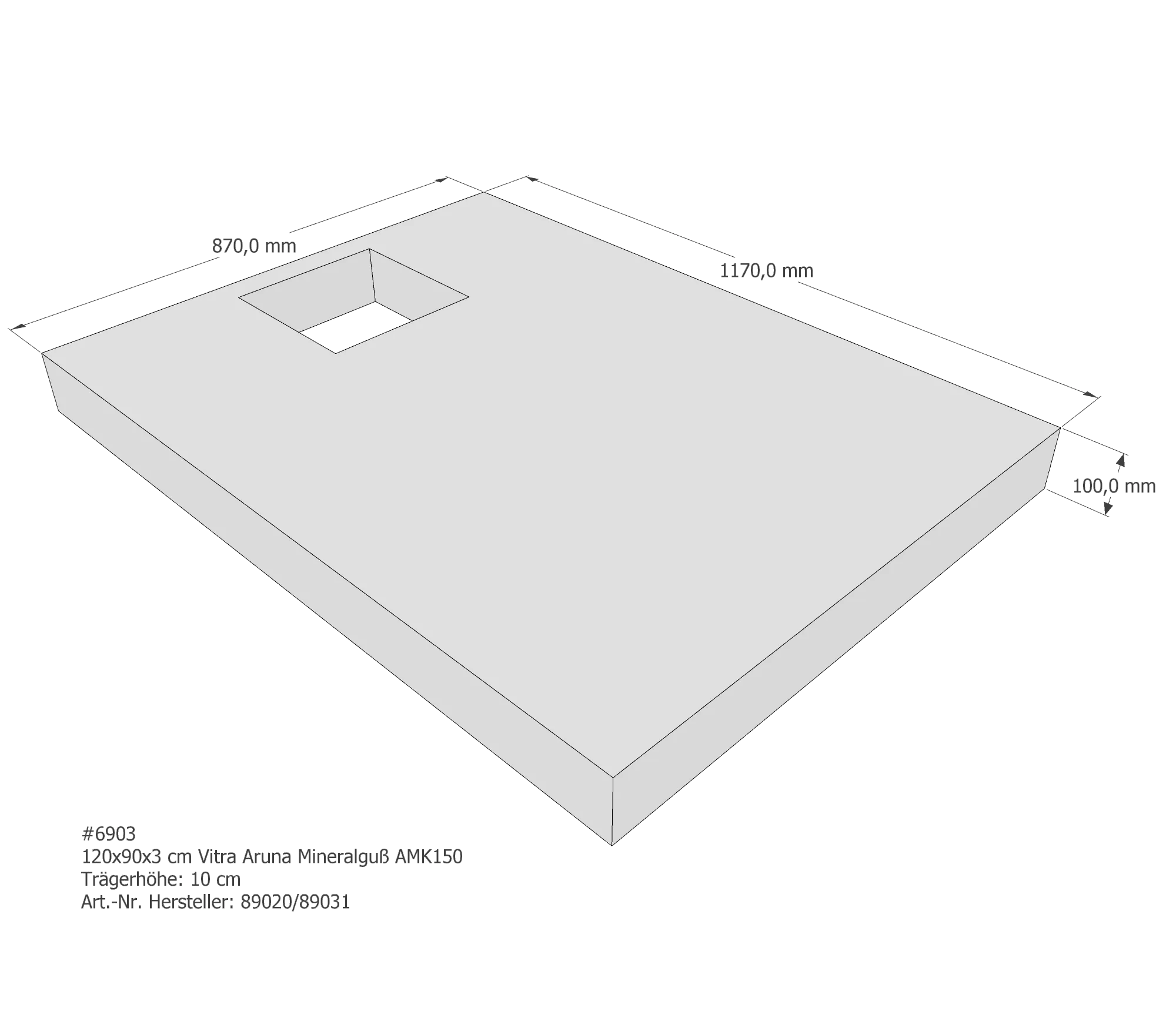 Duschwannenträger für VitrA Aruna 120 × 90 × 3 cm Duschwannenträger für VitrA Aruna 120 × 90 × 3 cm
