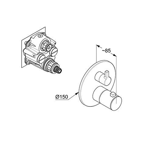 NOVA FONTE UPTHM FeinbauSet, mit Absperr und Umstellventil, m. Funktionseinheit für SLIM.BOXX 88022,chrom NOVA FONTE UPTHM FeinbauSet, mit Absperr und Umstellventil, m. Funktionseinheit für SLIM.BOXX 88022,chrom