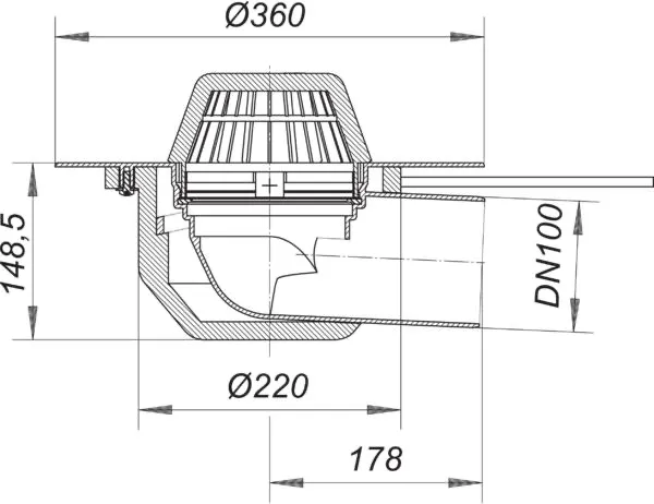 Dachablauf 64 H FPO-PP, beheizt, DN 100 Dachablauf 64 H FPO-PP, beheizt, DN 100