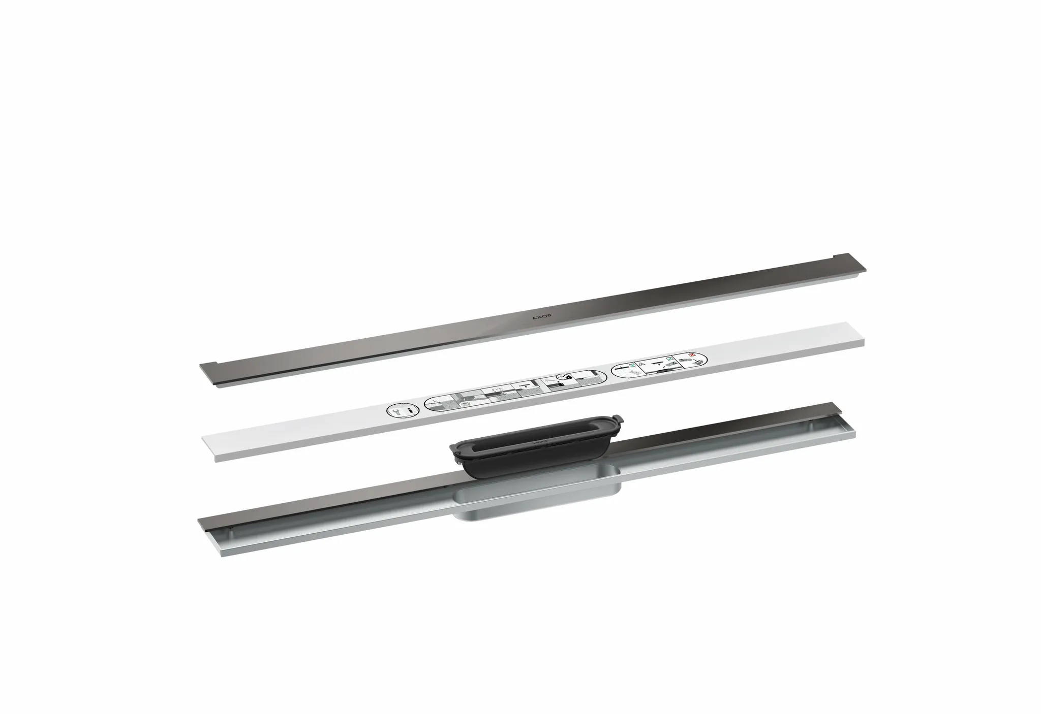 Hansgrohe AXOR Drain Fertigset Duschrinne 800 mm Polished Black Chrome wandangebunden Hansgrohe AXOR Drain Fertigset Duschrinne 800 mm Polished Black Chrome wandangebunden