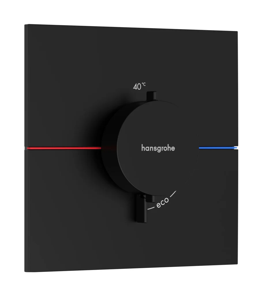 Hansgrohe ShowerSelect Comfort E Thermostat Unterputz, Mattschwarz – Komfortable Temperatur- und Volumensteuerung mit Sicherheitssperre bei 40 °C