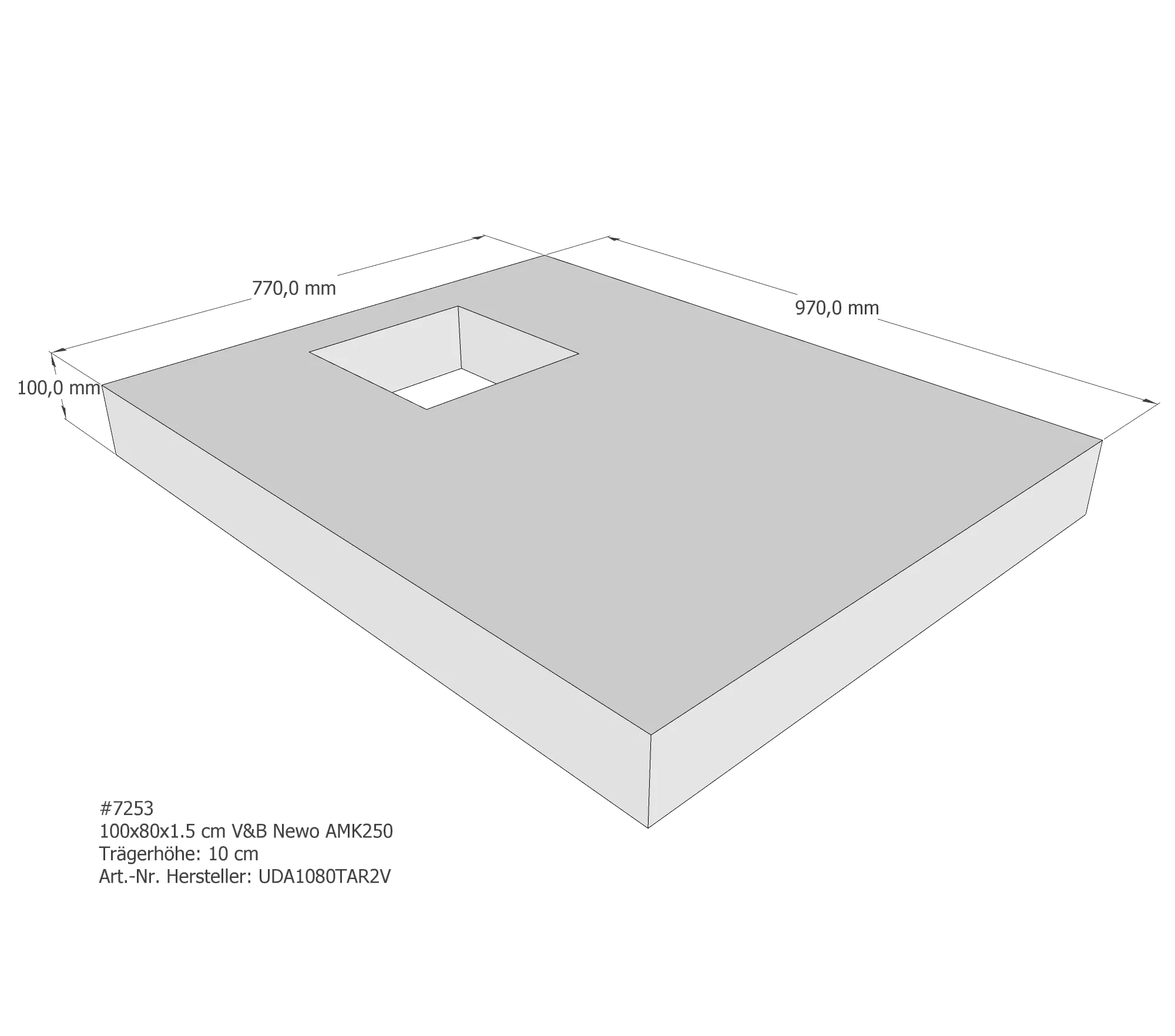 Duschwannenträger passend für Villeroy & Boch Newo 100 × 80 × 1,5 cm