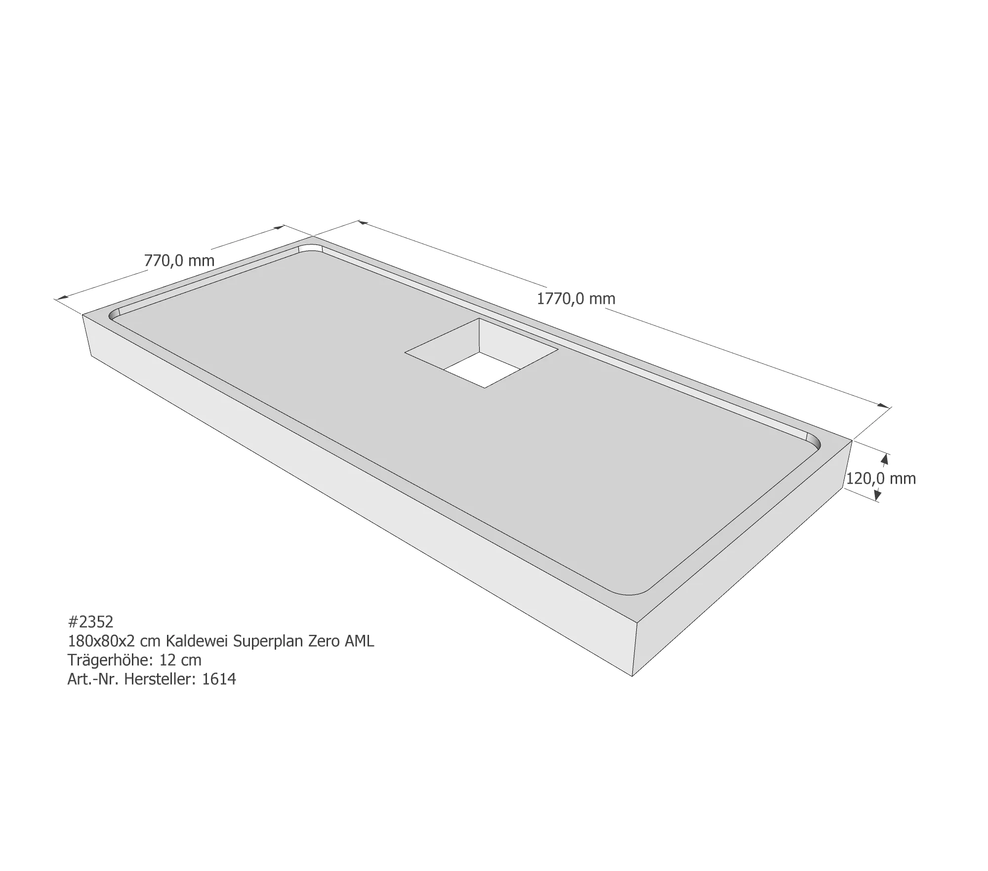 Duschwannenträger für Kaldewei Superplan Zero 180 × 80 × 2 cm Breite: 80 cm / Länge: 180 cm