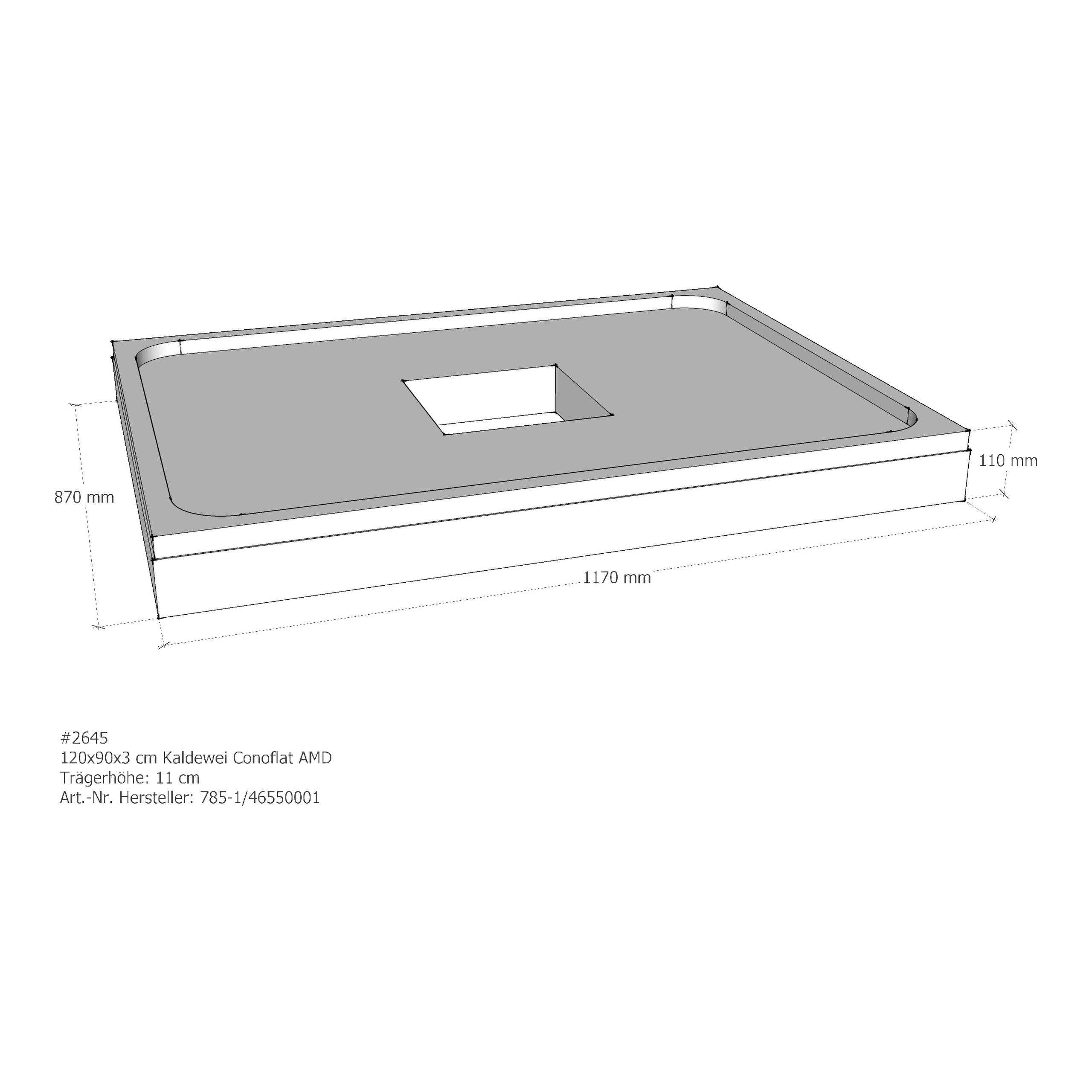 Duschwannenträger für Kaldewei Conoflat 120 × 90 × 2,3 cm Breite: 90 cm / Länge: 120 cm Duschwannenträger für Kaldewei Conoflat 120 × 90 × 2,3 cm Breite: 90 cm / Länge: 120 cm