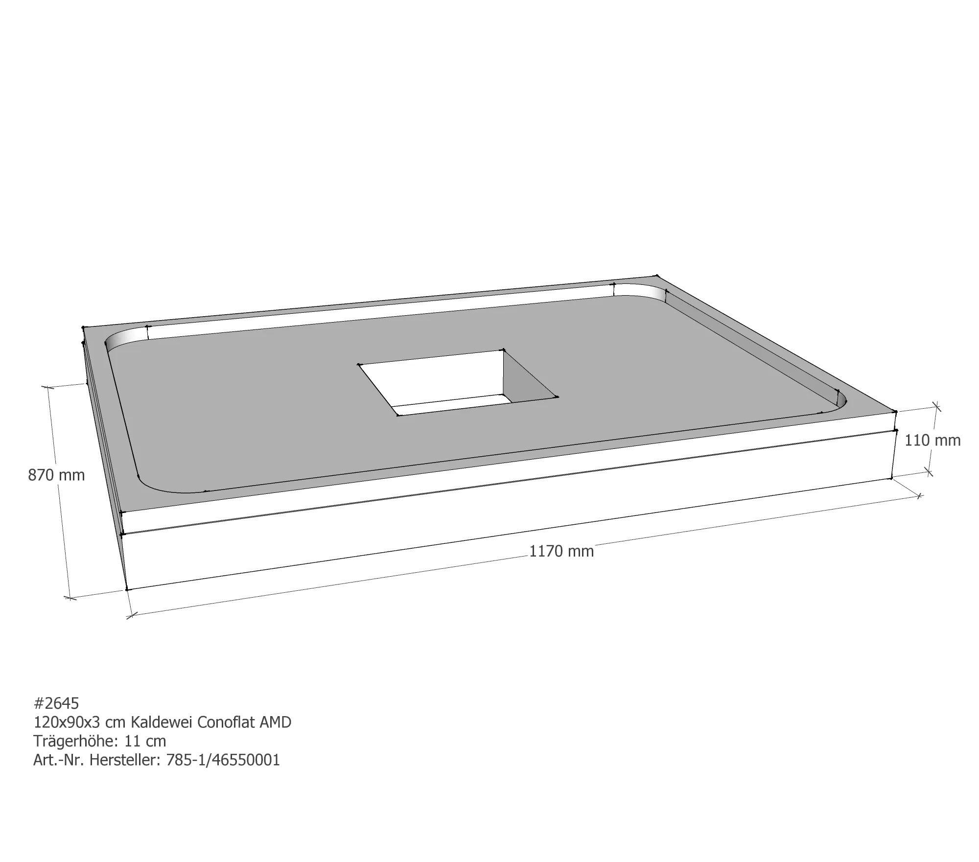 Duschwannenträger für Kaldewei Conoflat 120 × 90 × 2,3 cm Breite: 90 cm / Länge: 120 cm Duschwannenträger für Kaldewei Conoflat 120 × 90 × 2,3 cm Breite: 90 cm / Länge: 120 cm