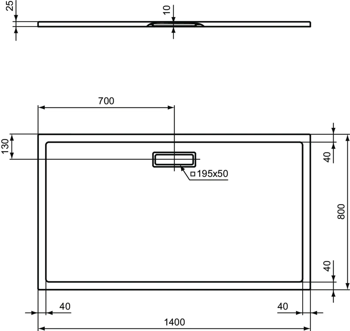 Ideal Standard Duschwanne „UltraFlatNew“ 80 × 140 cm in Weiß
