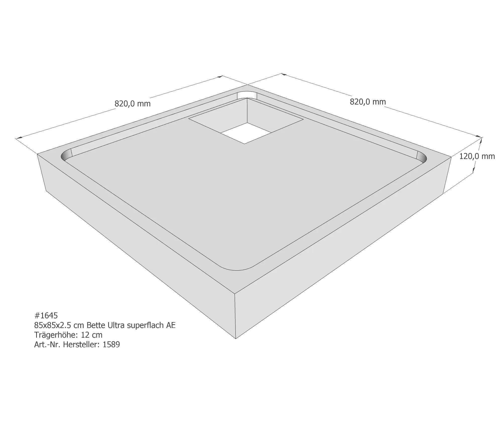Duschwannenträger für Bette Ultra (superflach) 85 × 85 × 2,5 cm Duschwannenträger für Bette Ultra (superflach) 85 × 85 × 2,5 cm